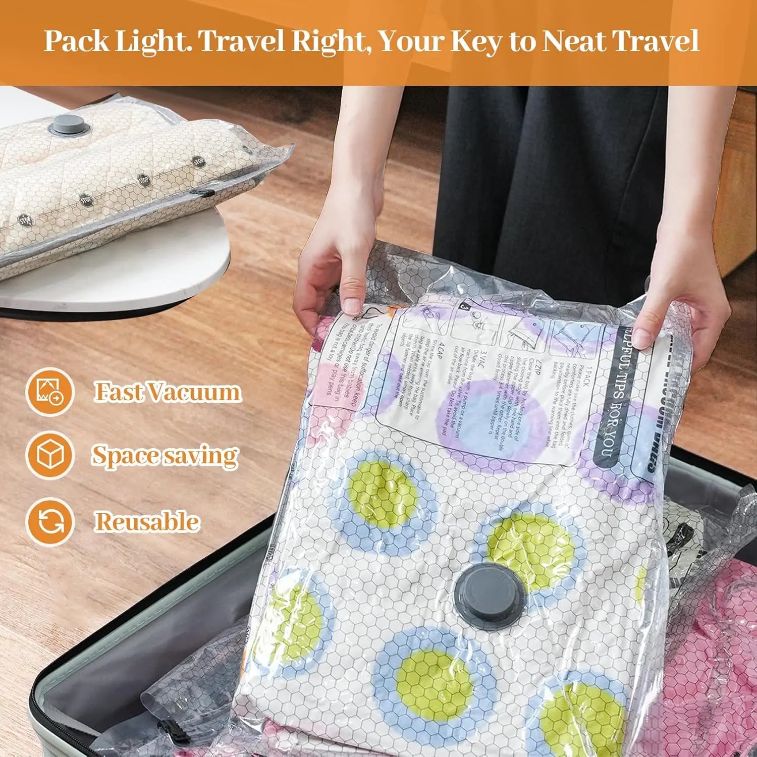 Mother'S Day Gifts [2026 Upgraded] Cordless Travel Vacuum Bag Set with USB-15/9 Pack Vacuum Compression Storage Bags,Savers for Clothing & Travel Essentials. Zipper Pouches, Outdoor Packing System, Hand Organizer, Christmas Variety Pack