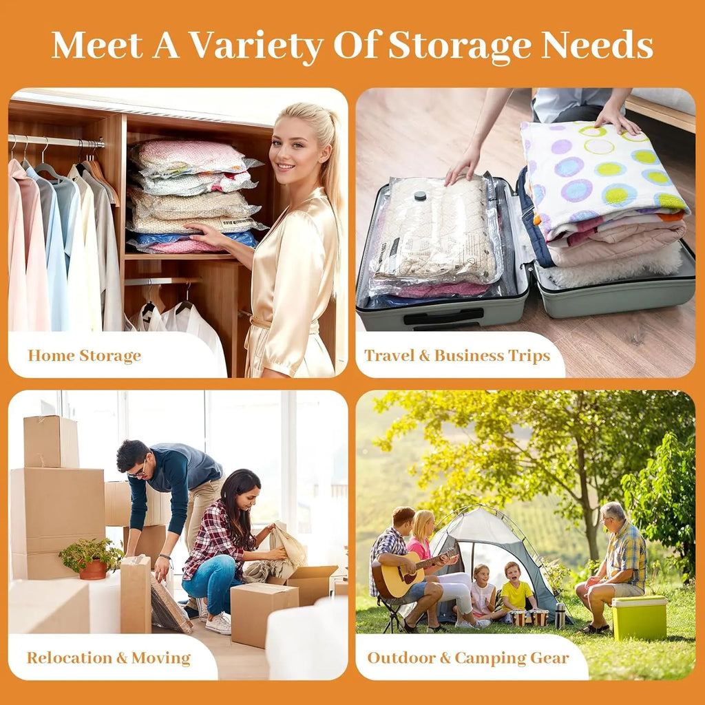 Mother'S Day Gifts [2026 Upgraded] Cordless Travel Vacuum Bag Set with USB-15/9 Pack Vacuum Compression Storage Bags,Savers for Clothing & Travel Essentials. Zipper Pouches, Outdoor Packing System, Hand Organizer, Christmas Variety Pack