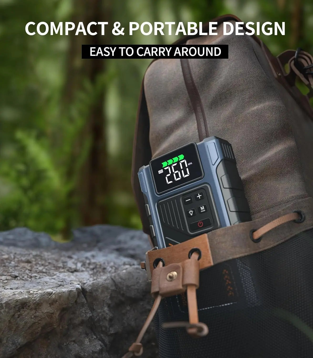 3000A Portable Car Emergency Power Starter, It Has 5 Functions, Air Pump, Charging Bank, LED Flashlight, Car Power Start, Equipment Screen Real-Time Detection of Expansion Degree Battery Bank Portable Vehicle