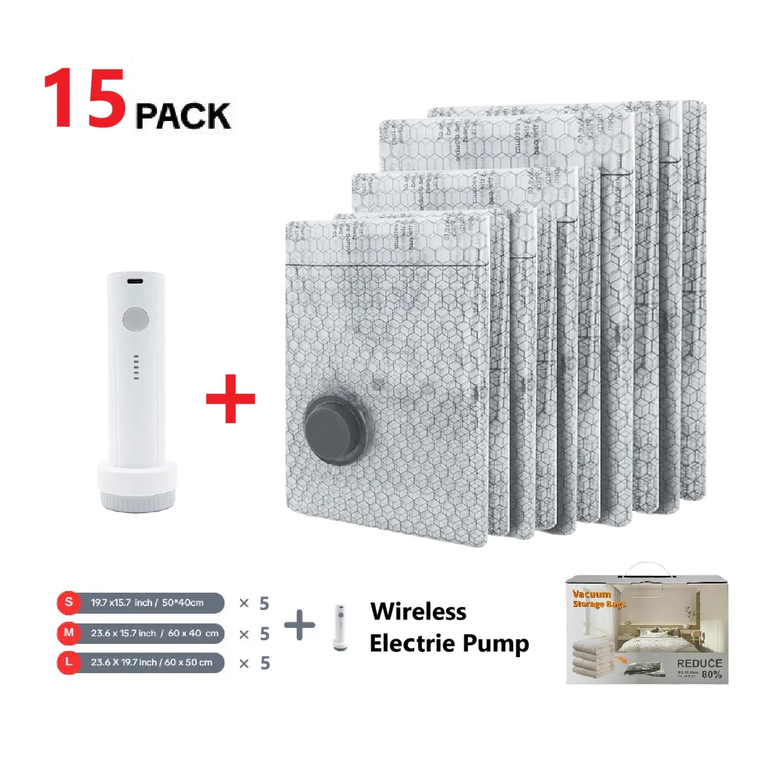 Mother'S Day Gifts [2026 Upgraded] Cordless Travel Vacuum Bag Set with USB-15/9 Pack Vacuum Compression Storage Bags,Savers for Clothing & Travel Essentials. Zipper Pouches, Outdoor Packing System, Hand Organizer, Christmas Variety Pack
