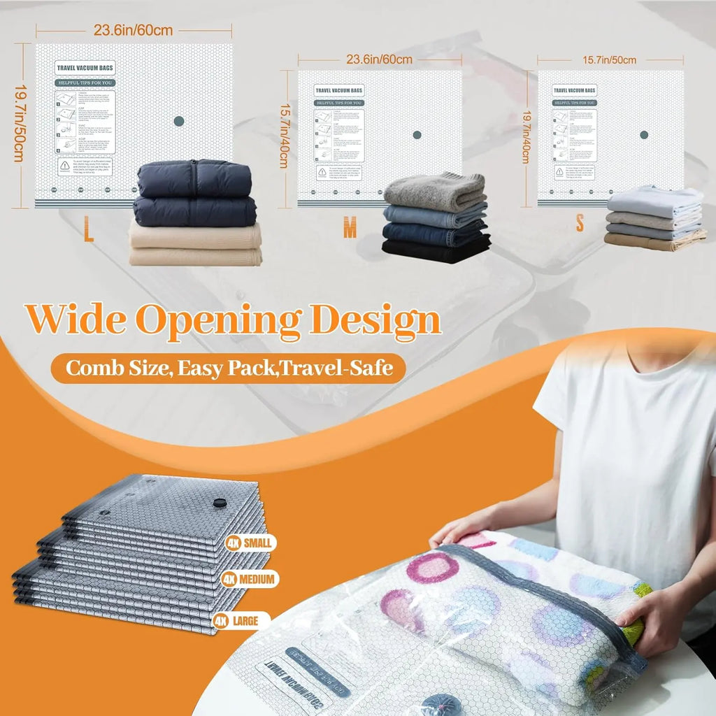 Mother'S Day Gifts [2026 Upgraded] Cordless Travel Vacuum Bag Set with USB-15/9 Pack Vacuum Compression Storage Bags,Savers for Clothing & Travel Essentials. Zipper Pouches, Outdoor Packing System, Hand Organizer, Christmas Variety Pack