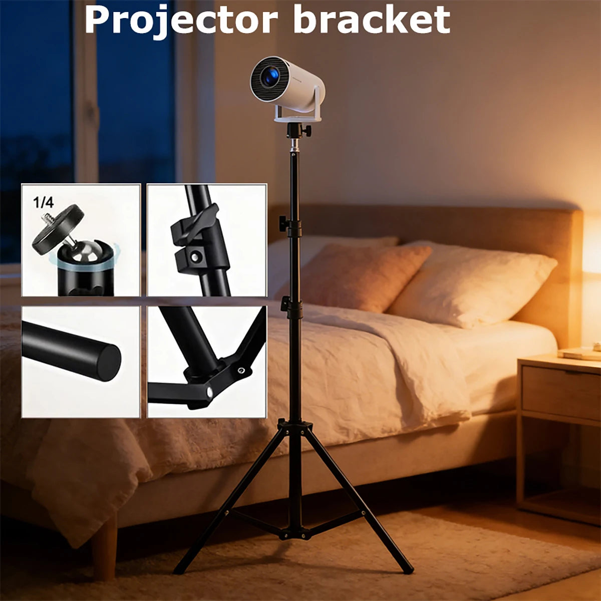 Universal Projector Tripod Stand 110Cm 160Cm Photography Bracket for Hy300Pro HY320 Mini Projector Stand Mount with 1/4 Screw